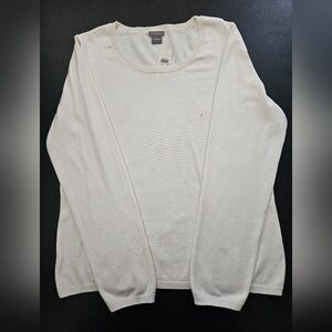 Ann Taylor Silk Nylon Cotton Blend White Top - Size L